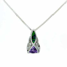 Elegance - Pandantiv CZ tahionizat cu opal, montur