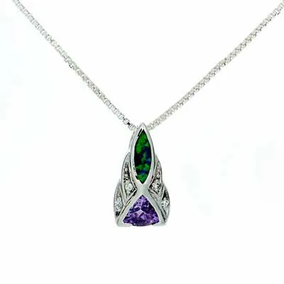Elegance - Pandantiv CZ tahionizat cu opal, montură argint 4 Elegance - Pandantiv CZ tahionizat cu opal, montur
